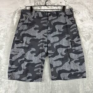 Iron Co. Cargo Shorts Men's 34 Gray Black Camo Print
